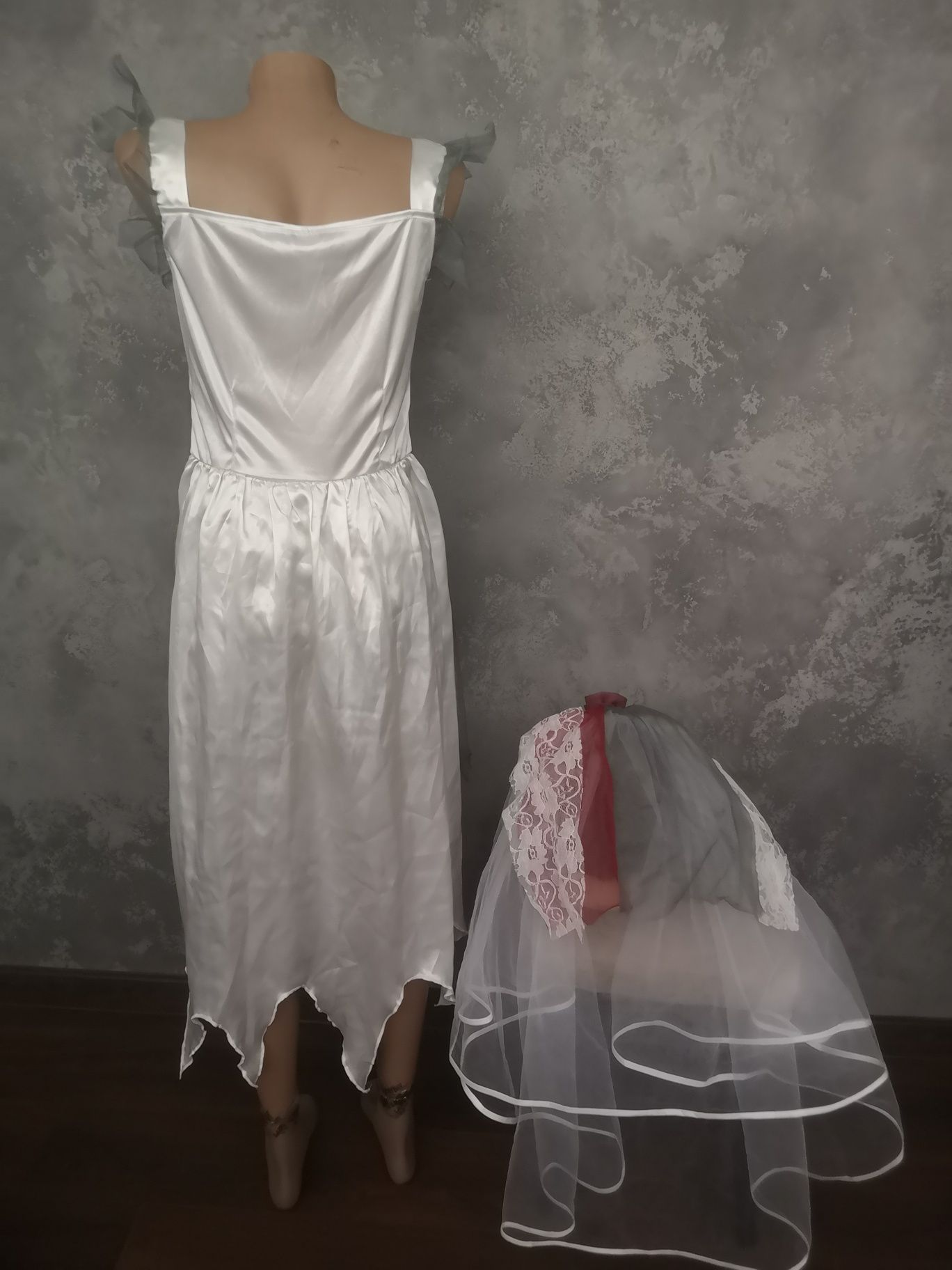Карнавальный костюм платье труп невесты скелет фата хелоуин хэлоуин L