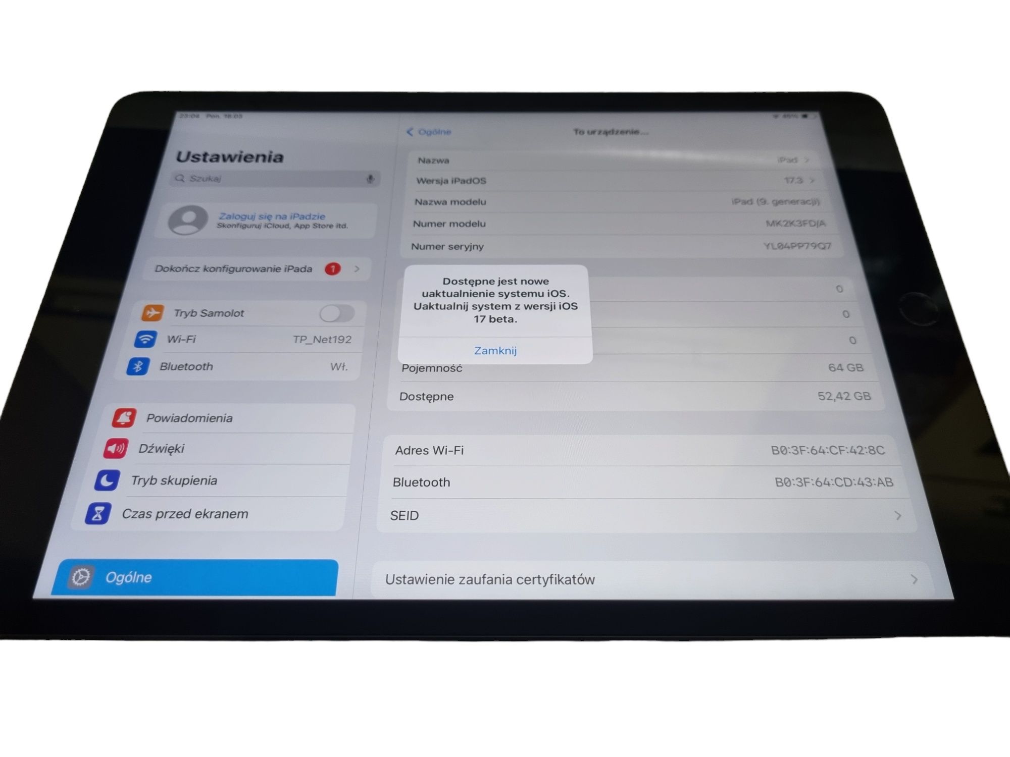 Tablet Apple Ipad 9.7 gen 9 super stan igła a2602