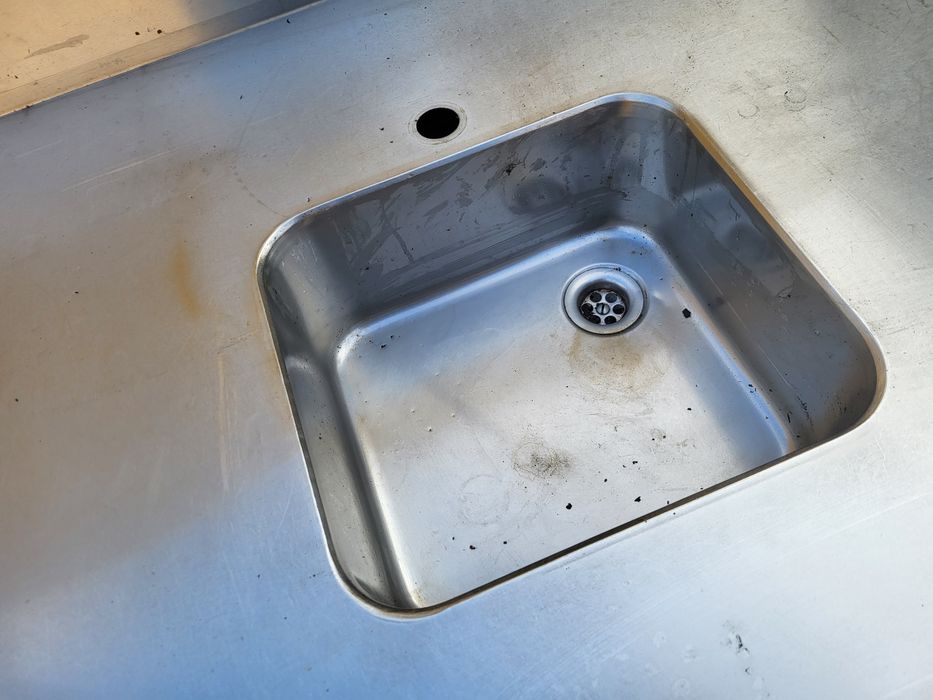 Blat stół gastronomiczny duży 70x237cm zlew + szafka, Stal Nierdzewna