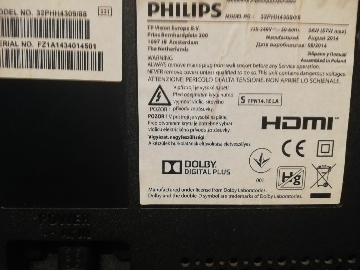 Televisão da Philips de 32 polegadas