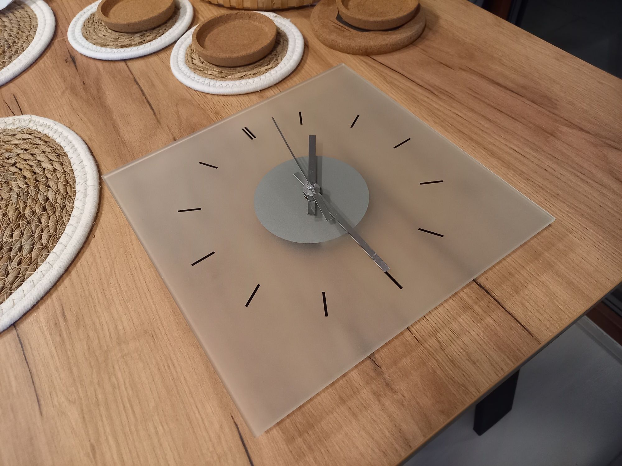 Zegar ścienny SKOJ IKEA 28x28 cm przeźroczysty + nowa bateria gratis