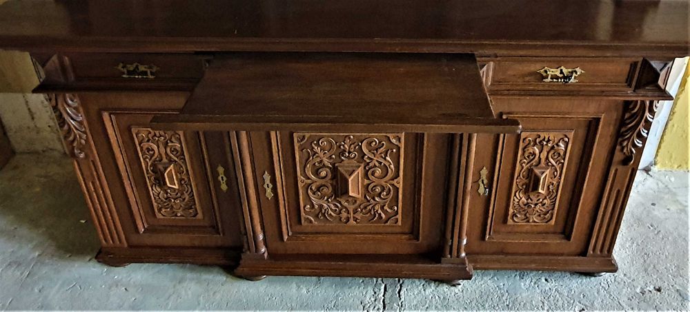 Kredens eklektyczny duży dębowy