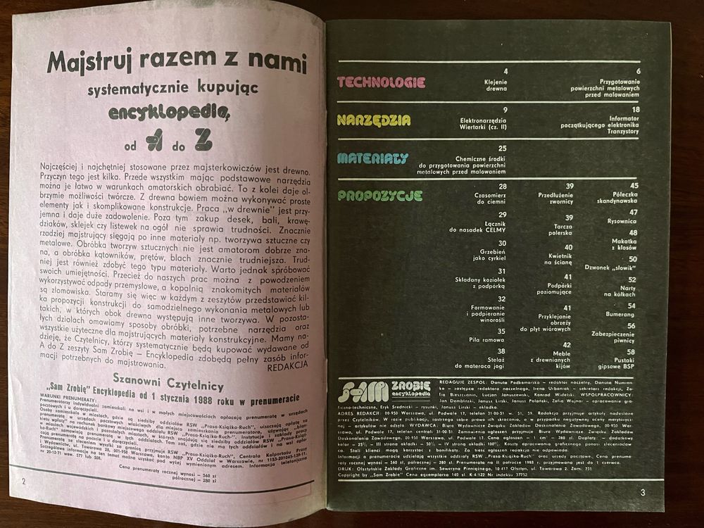 Stare czasopisma Sam zrobię 1986, 1988, 1989