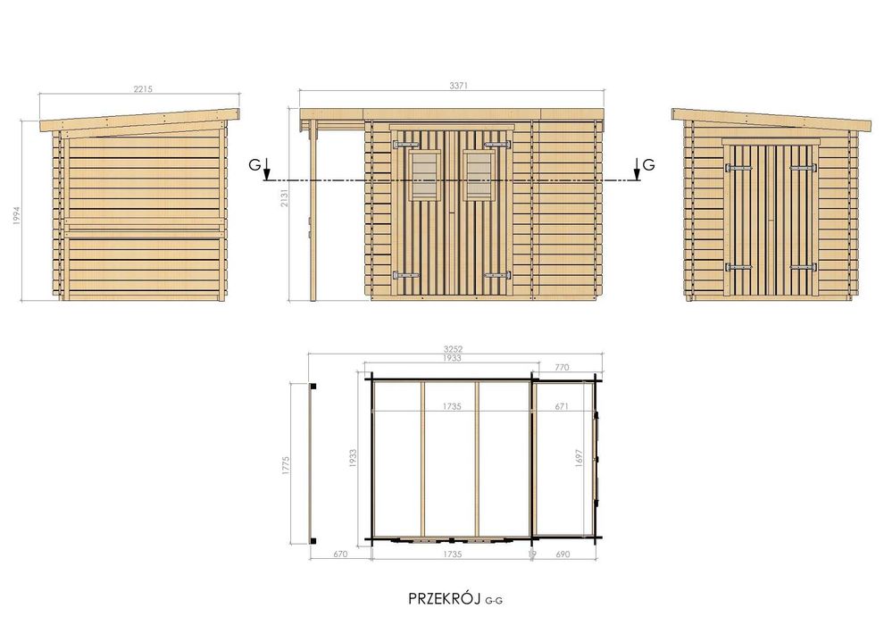 Domek Drewniany Ogrodowy Narzędziownia Składzik MEG032