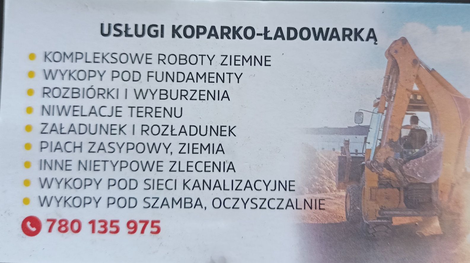 Usługi koparko-ładowarką