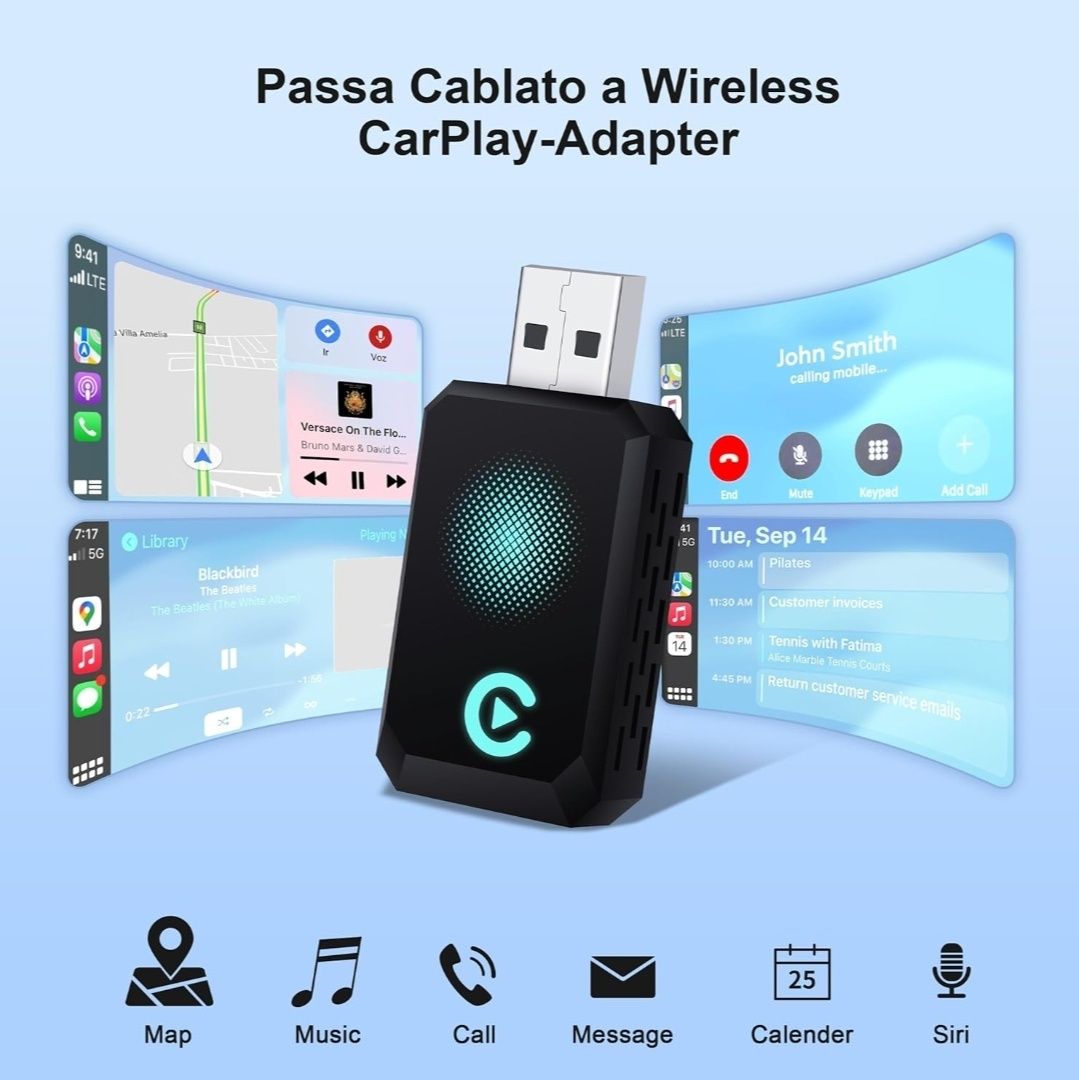 Bezprzewodowy adapter CarPlay USB do samochodu z CarPlay Android iOS