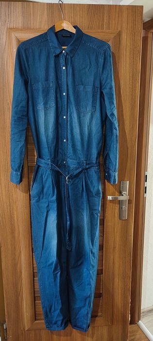 Mega jeansowy kombinezon rozm L -XL wymiary na fotkach
