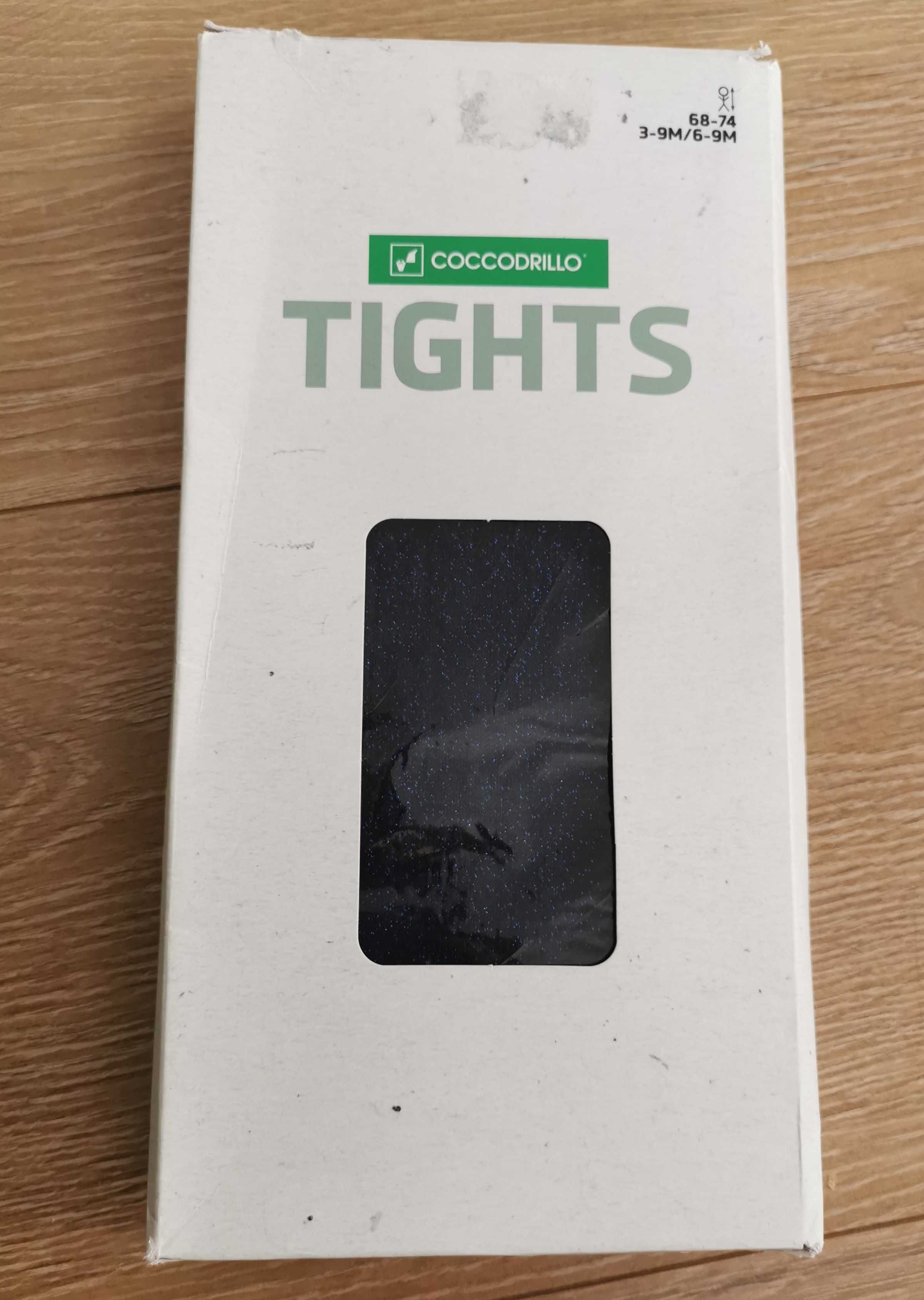 NOWE rajstopy brokatowe granatowe 74 cm coccodrillo świąteczne