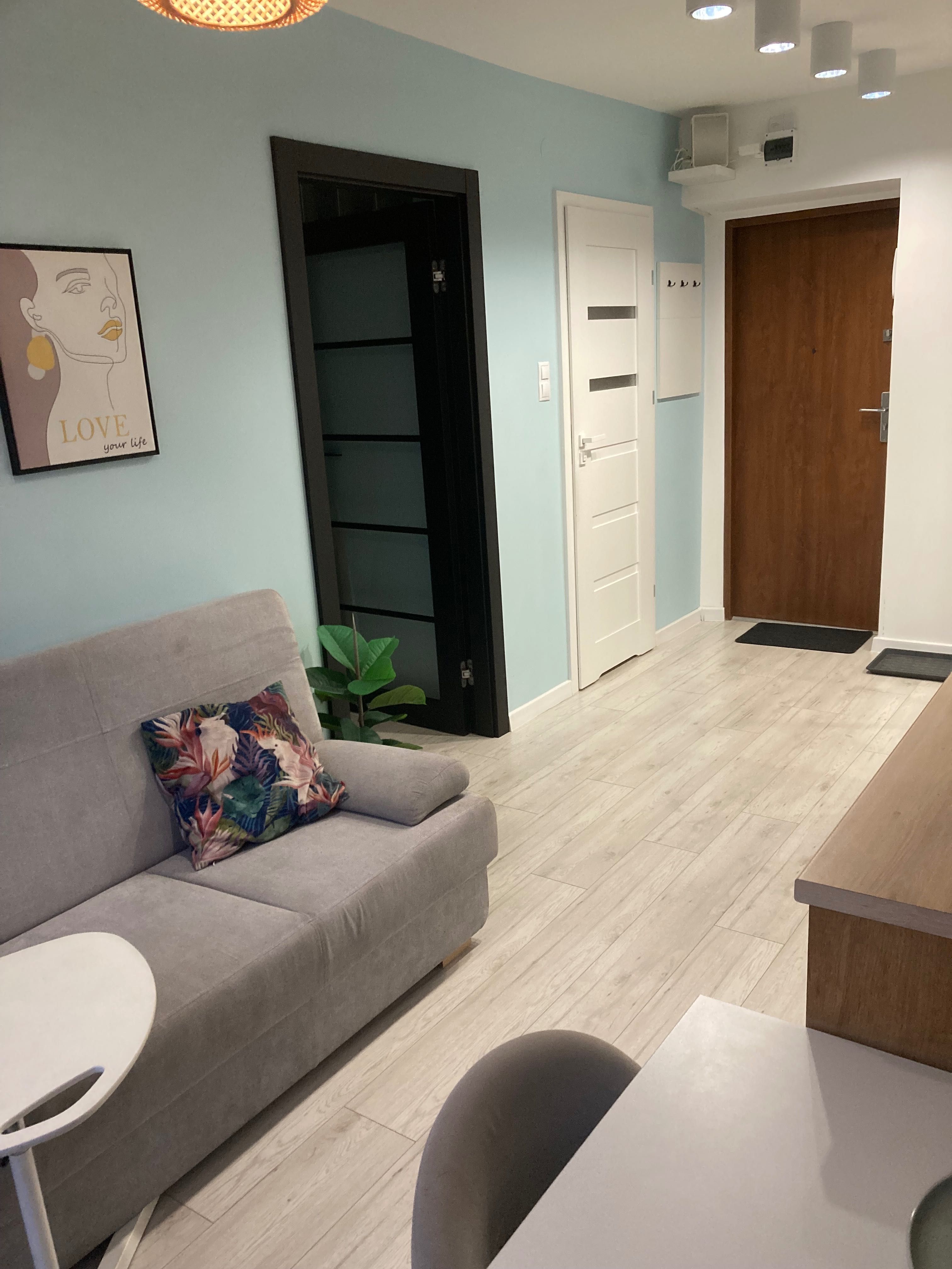 Mieszkanie - Sopot Dolny - salon z aneksem + sypialnia