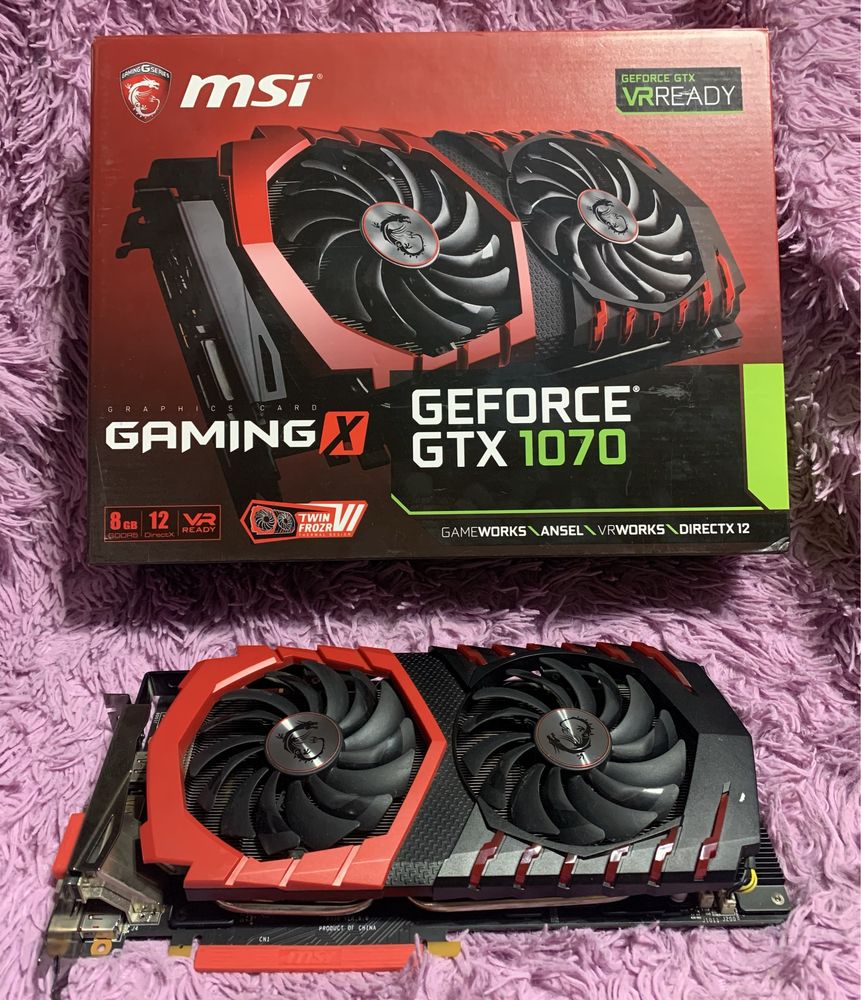 Відеокарта MSI GTX 1070 8gb Gaming X.