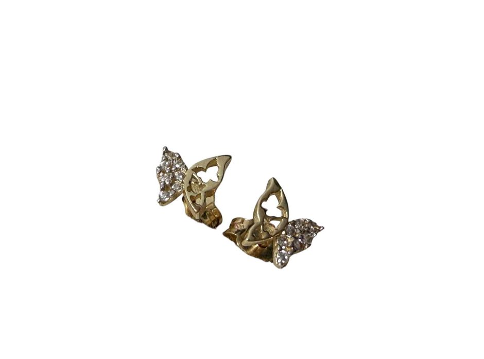 Wyjątkowe złote kolczyki motylki 0,98G 585