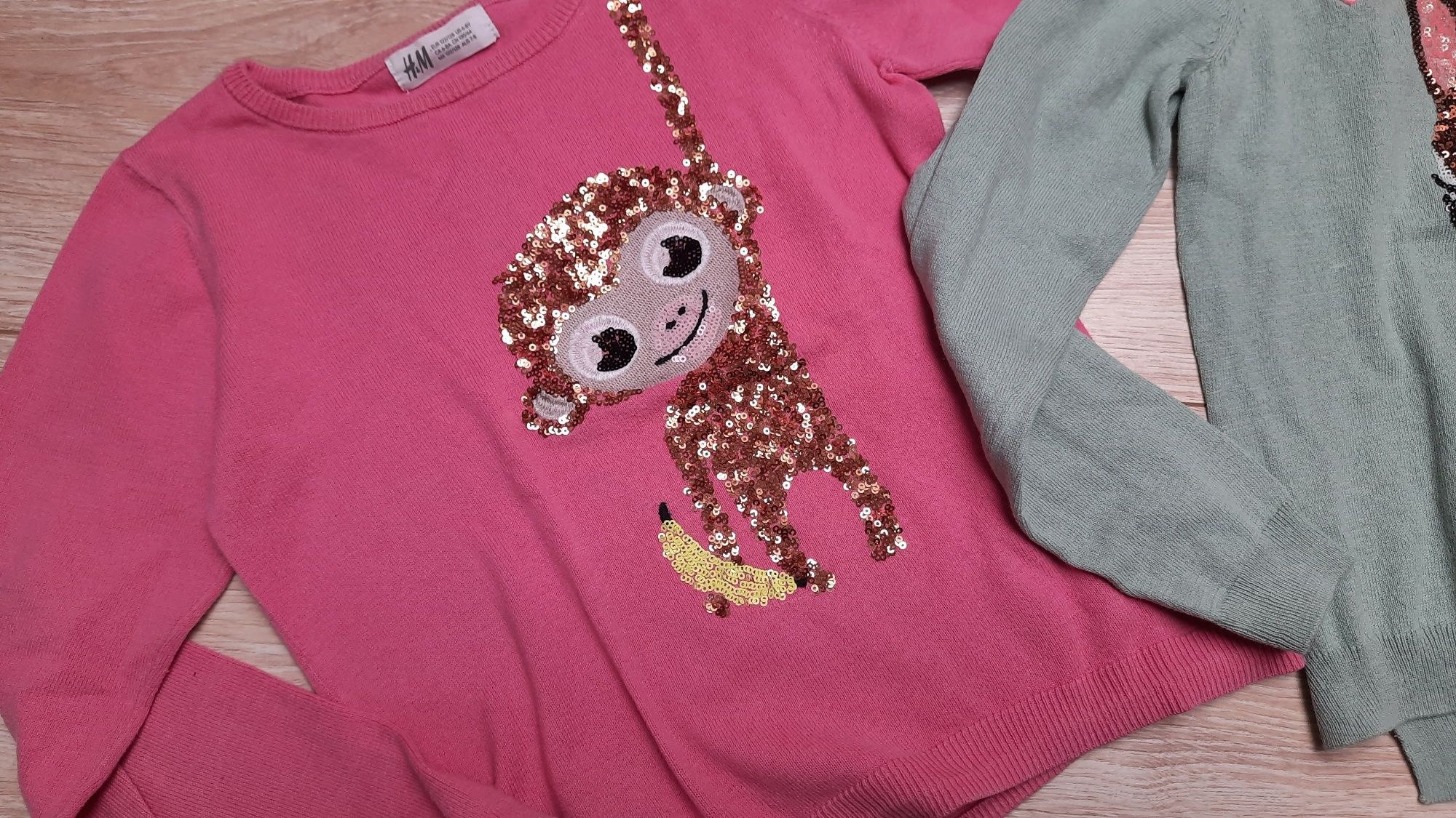 122-128 SWETEREK H&M cekiny zestaw x3 sarenka NOWY