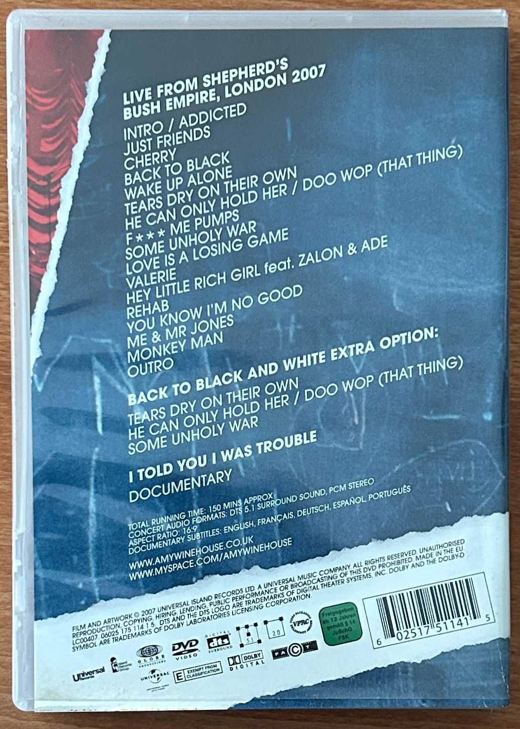 Amy Winehouse - I told you I was trouble - Live in London 2007 - DVD
