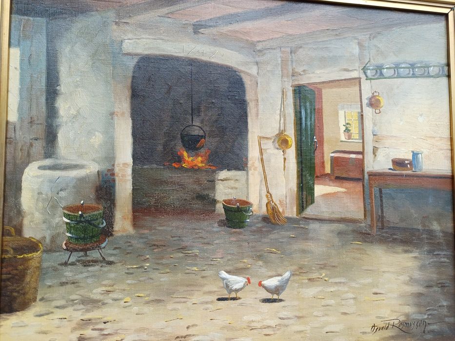 Stary obraz na płótnie OSVALD RASMUSSEN 1885 - 1972  .
