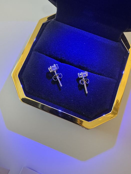 Kolczyki 585 z diamentami 1 ct VS1 D, z certyfikatami IGI, brylantami