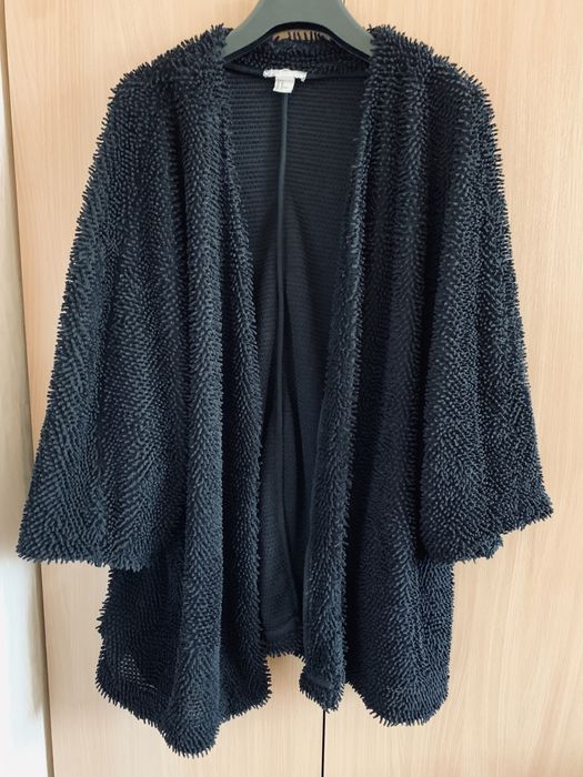 Czarny sweter kardigan narzuta miś oversize