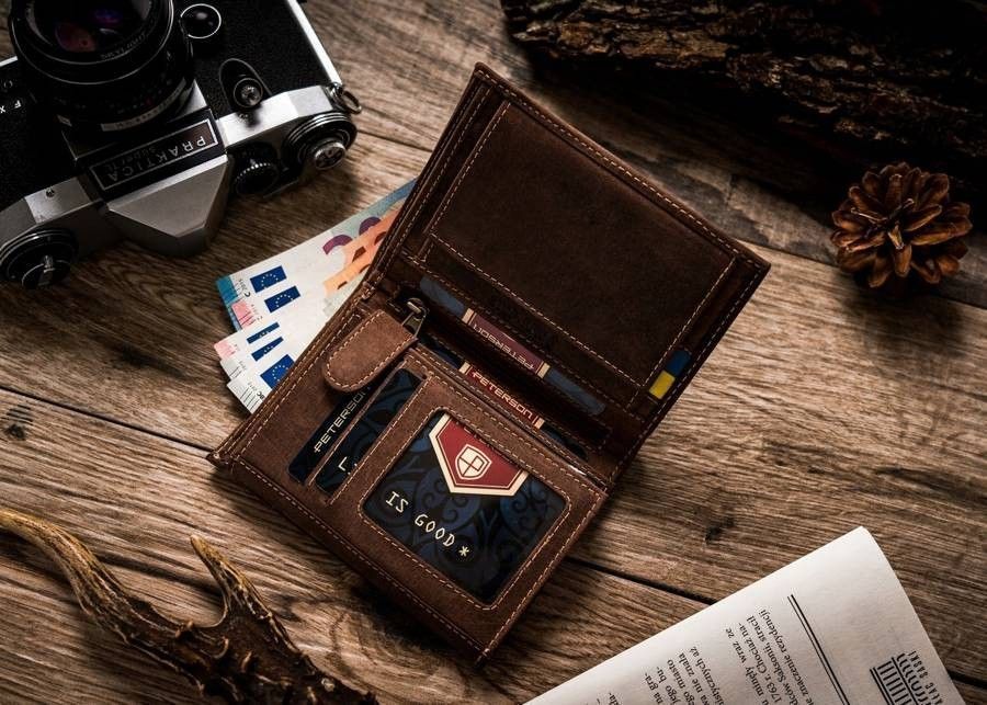 skórzany, duży portfel męski bez zapięcia - peterson