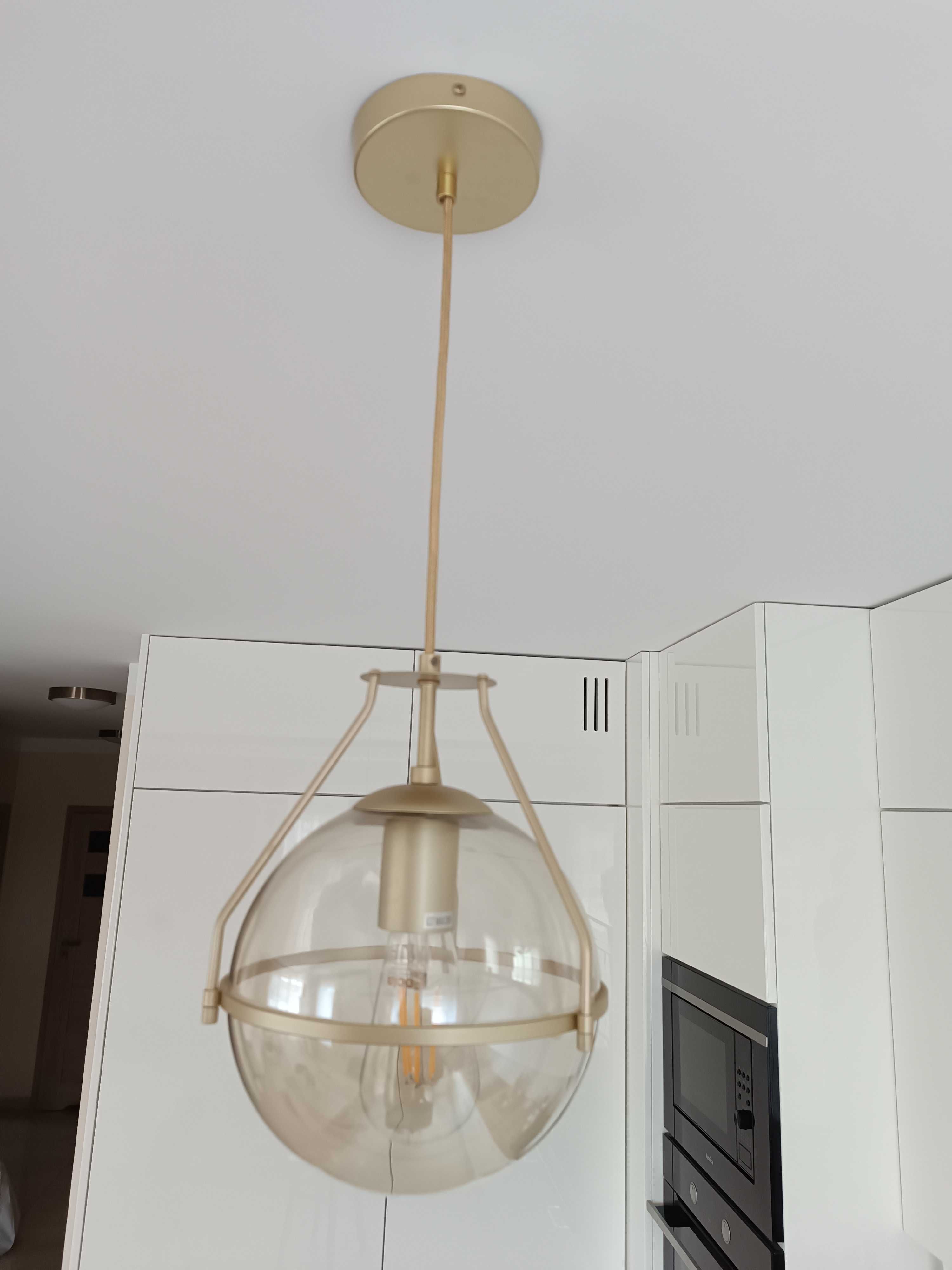 Lampa wisząca złota 1xE27 żarówka ozdobna gratis