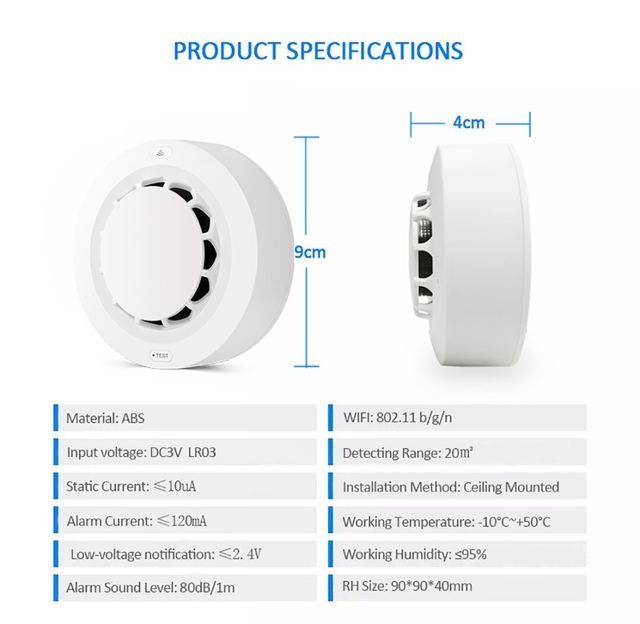 Tuya wi-fi zigbee czujnik dymu Smart life smoke detektor sensor