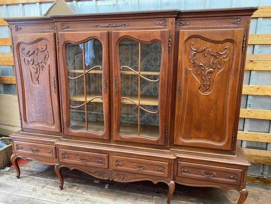 Witryna biblioteka drewniana barokowa stan bdb rzeźbiona FV DOWÓZ