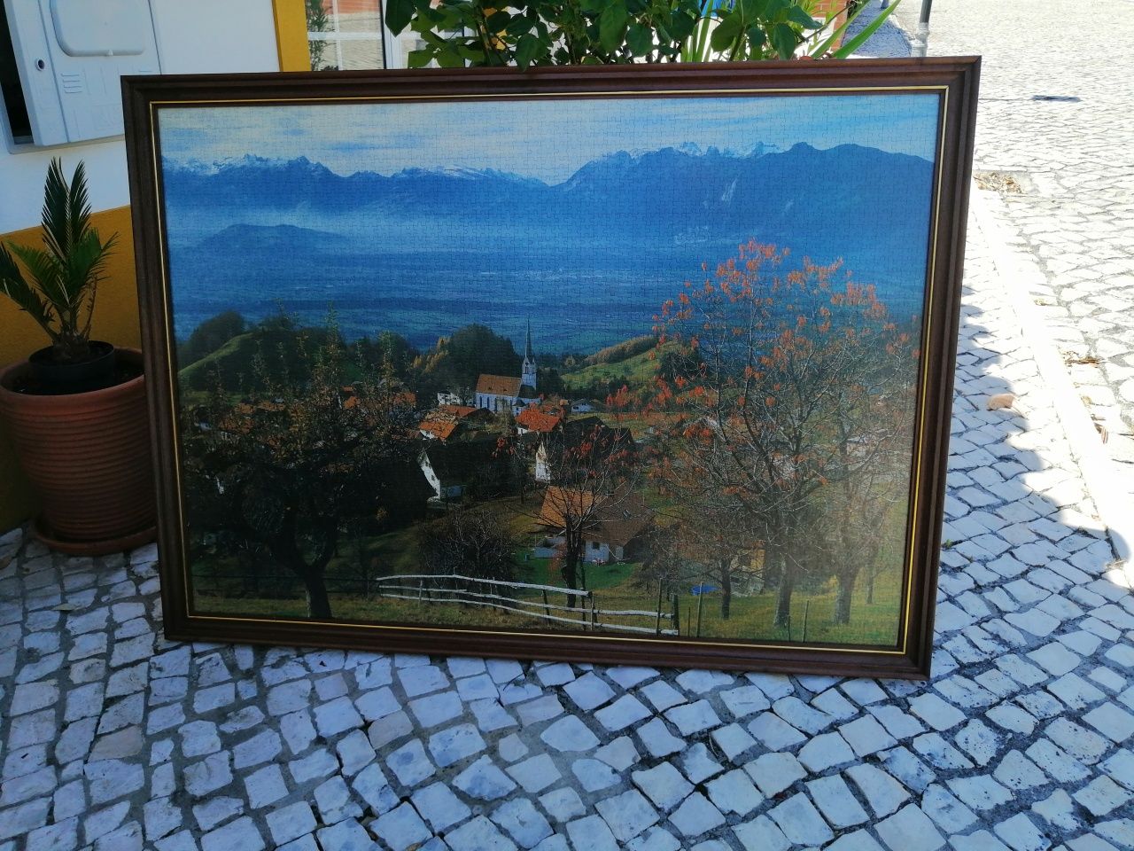 Quadro puzzle 5000 peças, paisagem austríaca, 128 X 94 cm, vidro antir