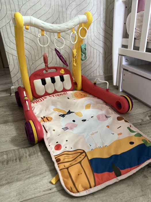 Музичний килимок каталка ходунки 2в1