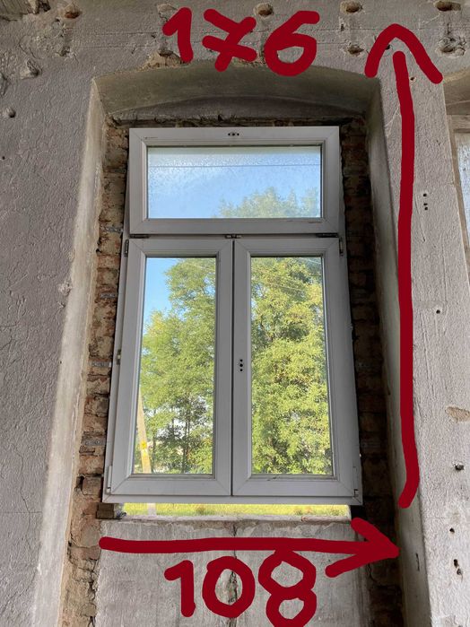 Okna uchylne dwuskrzydłowe z słupkiem ruchomym 108x176 500 zl sztuka