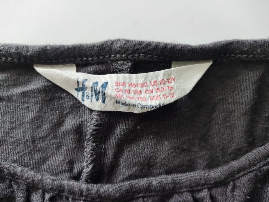 146/152 H&M Bluzka koszulka krótka ze srebrnymi dżetami rękaw ¾
