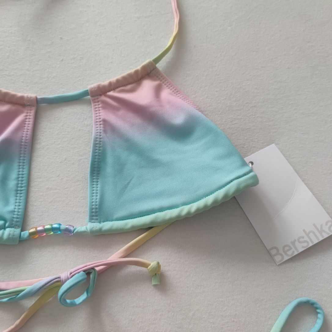 Śliczne pastelowe ombre bikini Bershka z koralikami. Nowe 50 zł TANIEJ