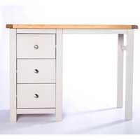 Jasnoszare biurko z woskowanym drewnianym blatem 3 szuflady 100x40 cm