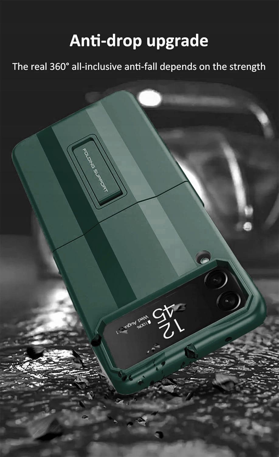 Etui z Zawiasem i Podstawką do Samsung Galaxy Z Flip 4 5G zielone