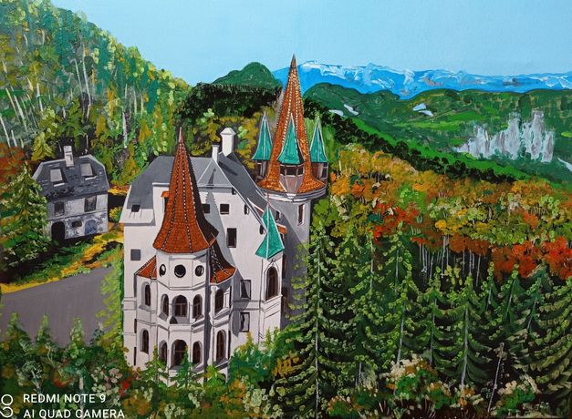 Картина маслом на холсте Австрия Пейзаж Замок