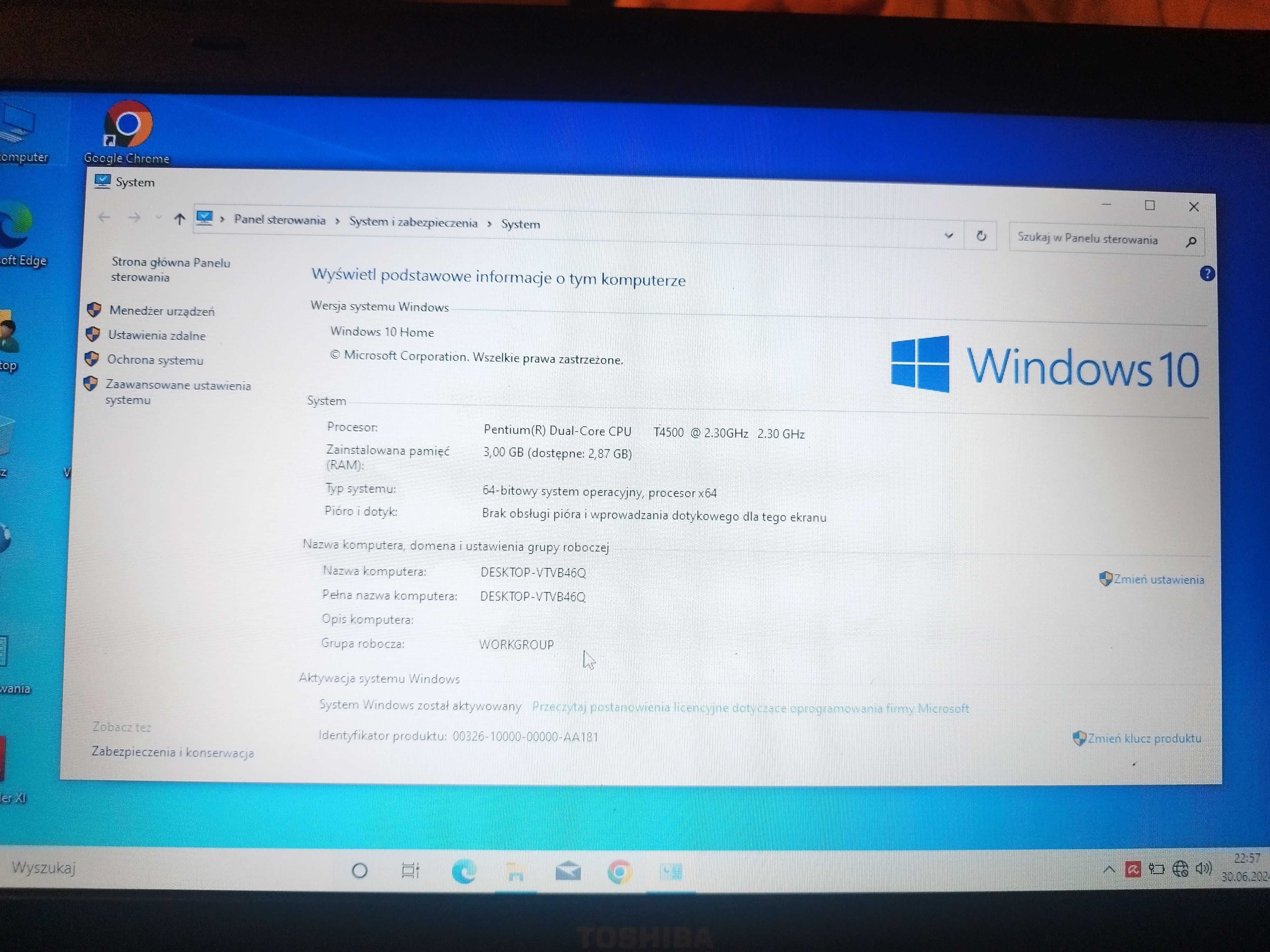 Laptop Toshiba dysk SSD nowy system