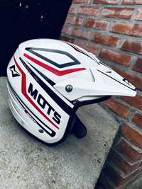 Kask mots cross trial quad na motor bialy L