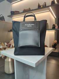 Сумка Acne Studios Baker Out medium canvas and printed leather tote Bl