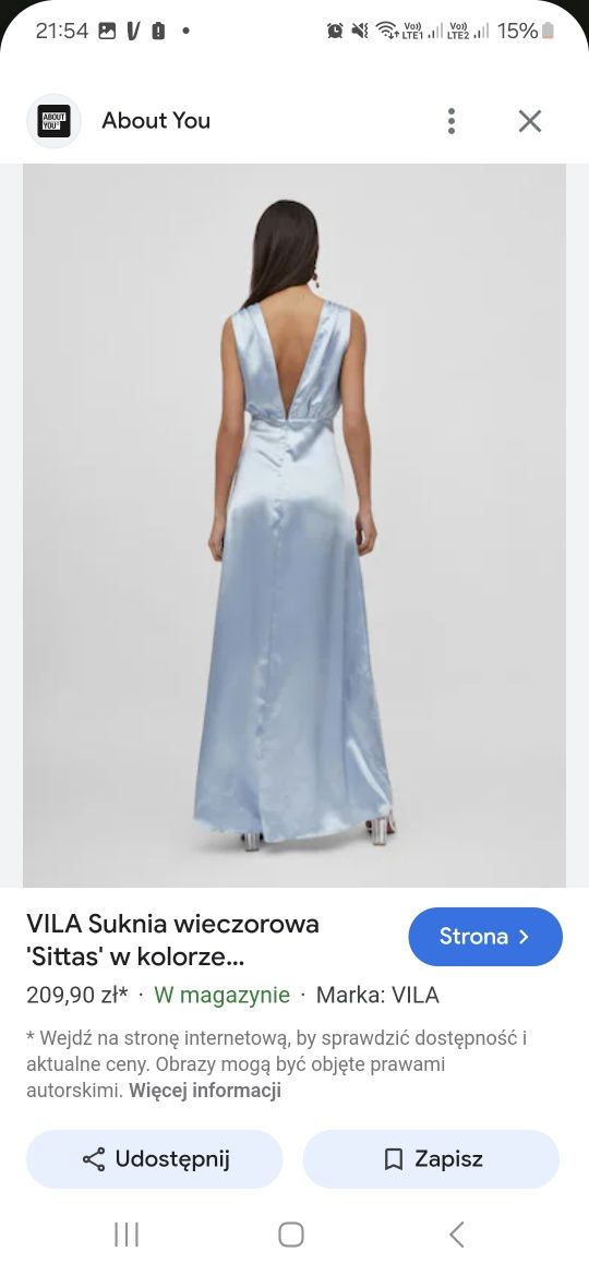 Suknia wieczorowa Vila 42 jasy niebieski