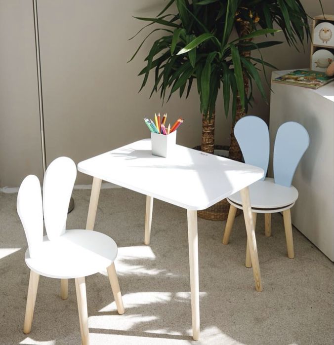 Дитячий стіл, стіл та стілець, стільчик зайка