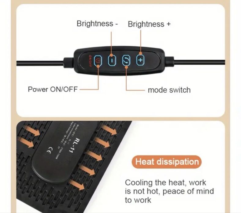 Anel de Luz LED 10” com Tripé Ajustável e Suporte para Telemóvel
