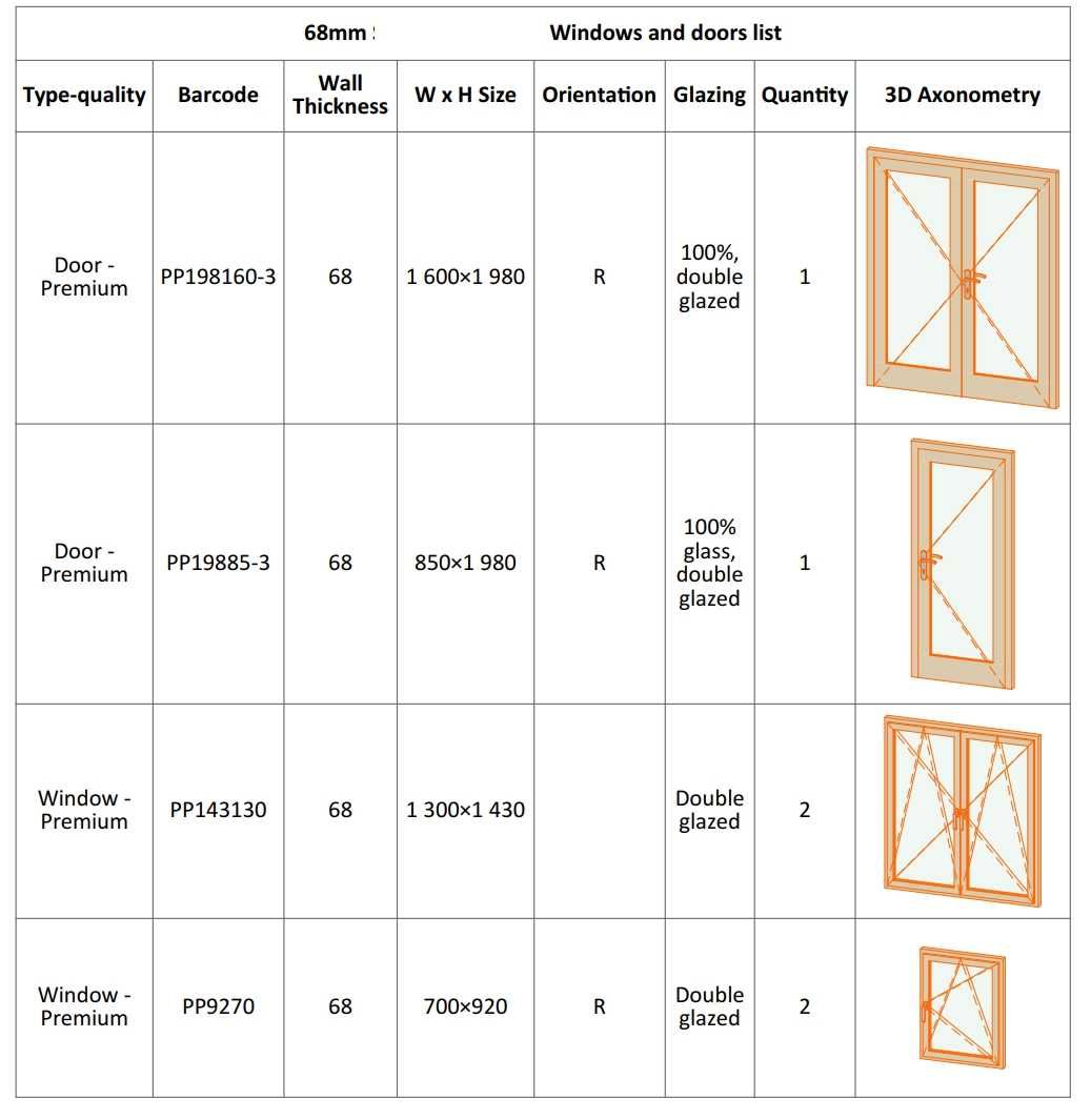 KIT Casa-madeira Premium 7.15x8.20 m 68mm c.. piso-deck