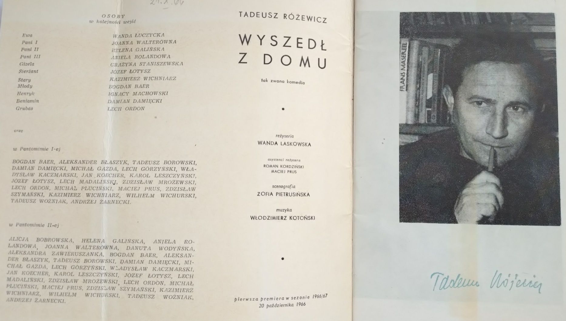 Stare programy teatralne. Z lat 60-tych XX w.