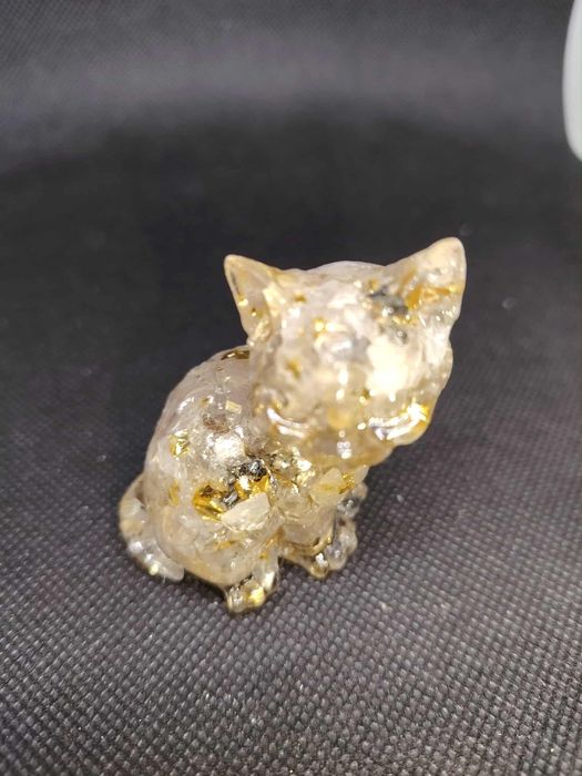 Gato Orgonite Quartzo Rutilado