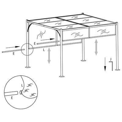 Pergola z regulowanym dachem, śmietankowa, 3x3 m, stal antracyt