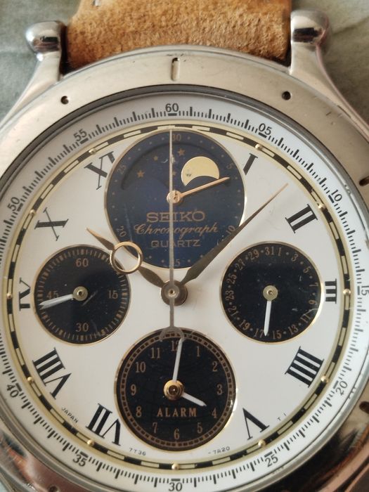 Zegarek Seiko Age of Discovery Quartz Chronograph Moonphase silver