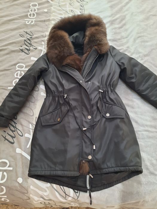 Парка з хутром песець фарбований під соболь