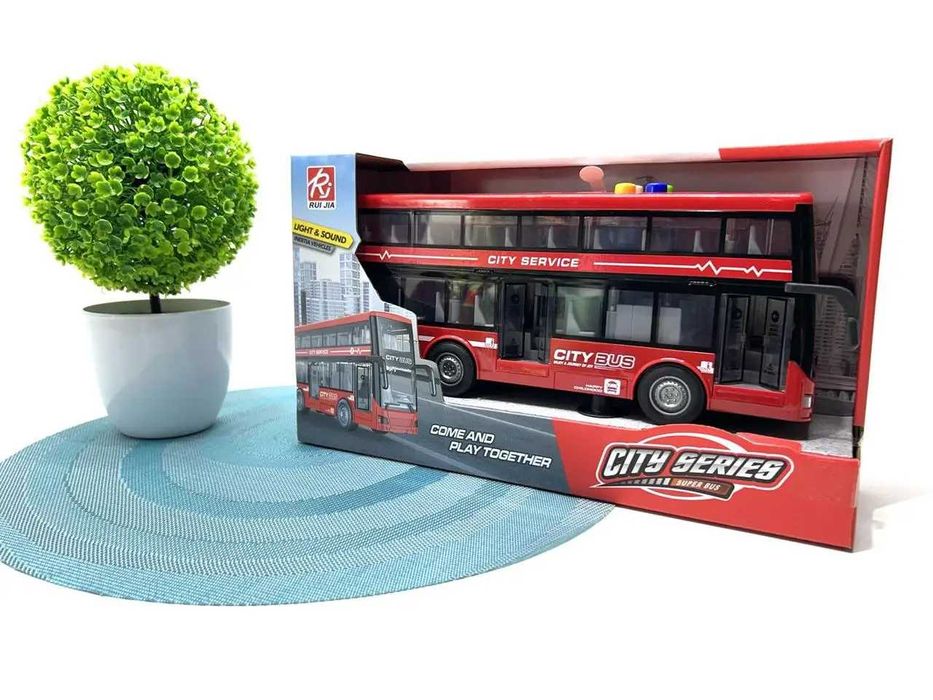 Автобус інерційний двоповерховий світло звук гумові колеса (RJ5504)