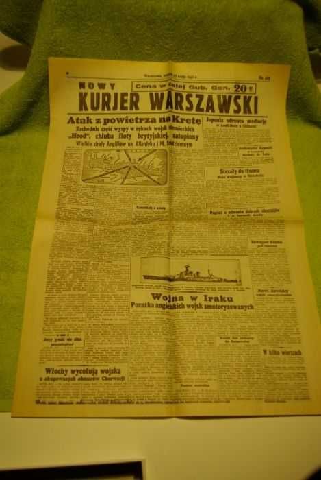 Nowy kurier warszawski gazeta okupacyjna WH LW Kreta 1941 HMS HOOD