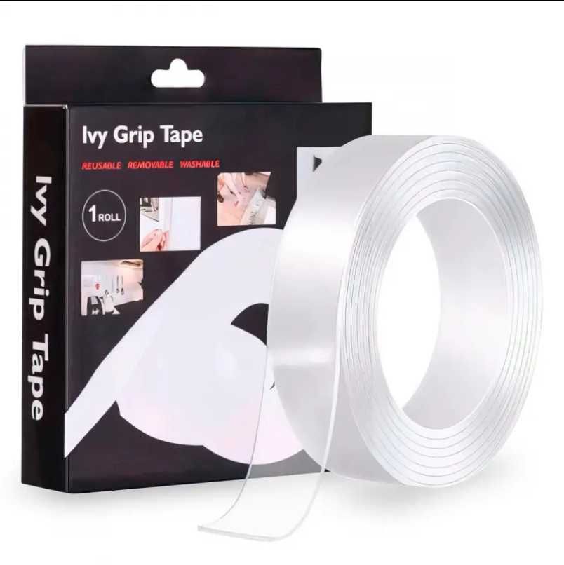 Многоразовая крепежная лента Ivy tape прозрачный скотч 1м 5м