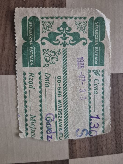 Oryginalny bilet z legendarnego koncertu Depeche Mode z 1985. 40-lat!!