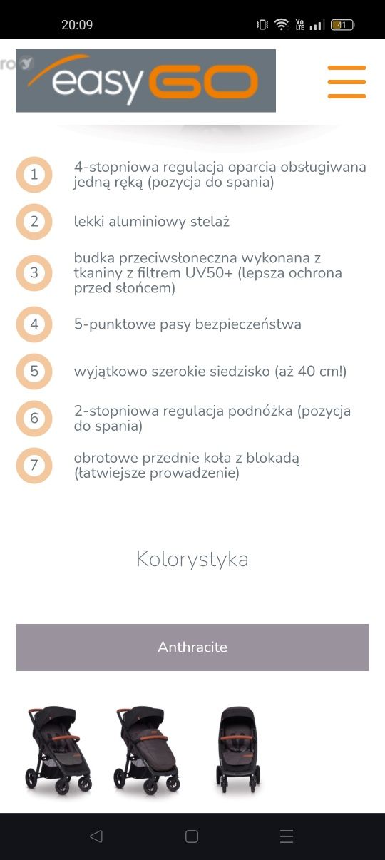 Wózek EasyGo Quantum Alu