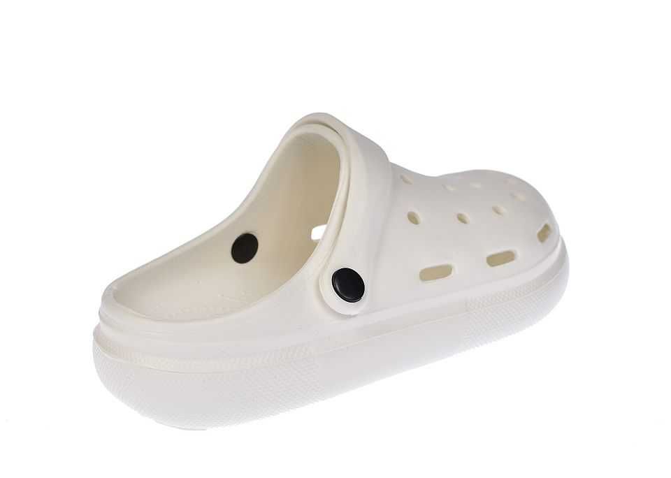Białe klapki kroksy chodaki piankowe z paskiem sandały E6201 WT r 37